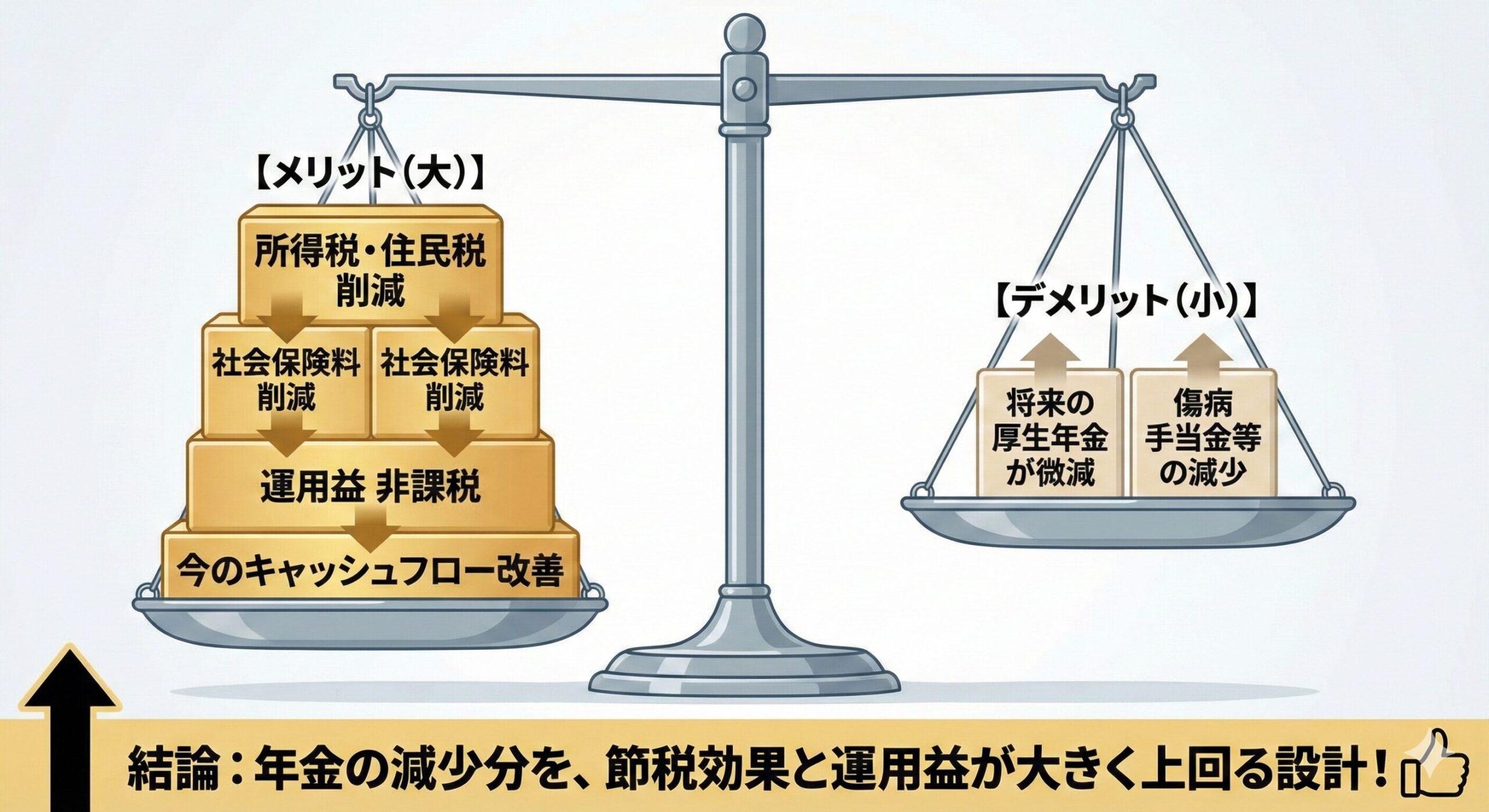メリット・デメリットの天秤図