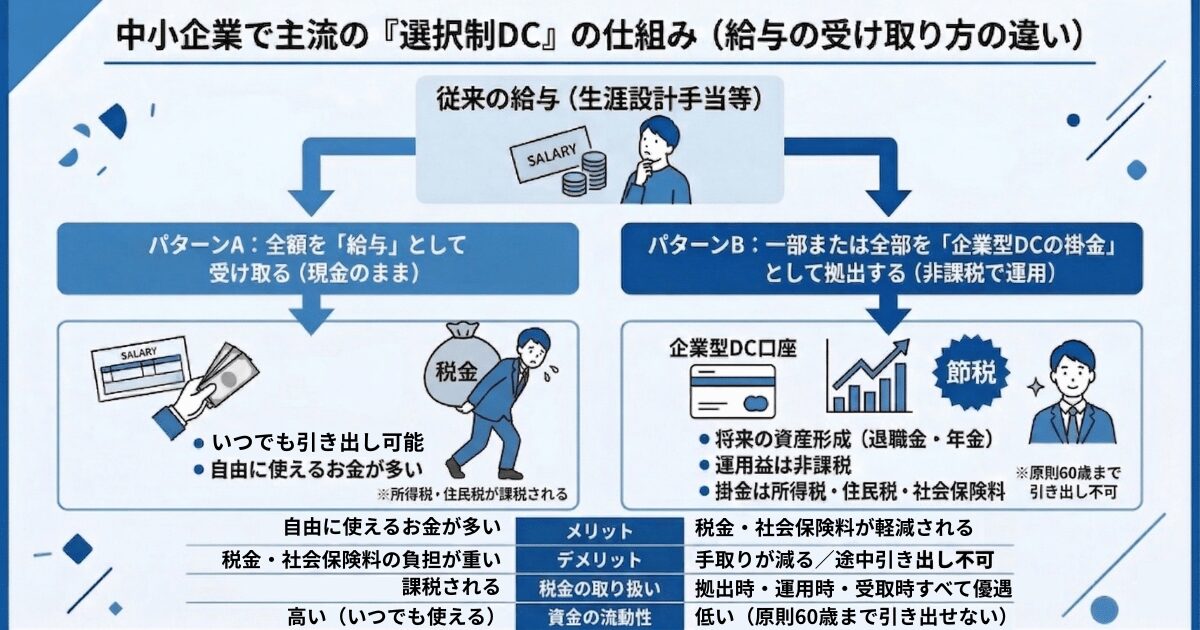 選択制DCの仕組み（給与と掛金の選択）の図
